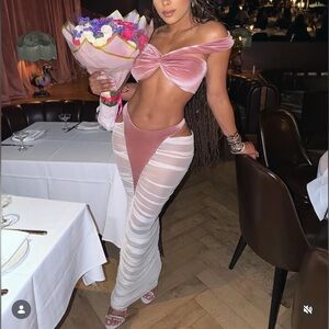 Autty Simone Ms Scorpio Pink and White Two-Piece Set